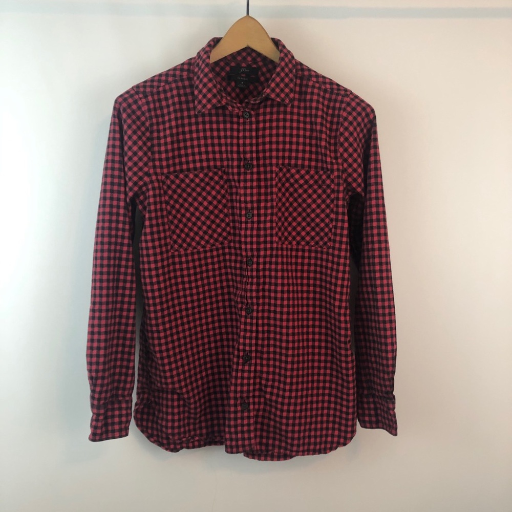 J.Crew Flannel Red and Black Plaid b1